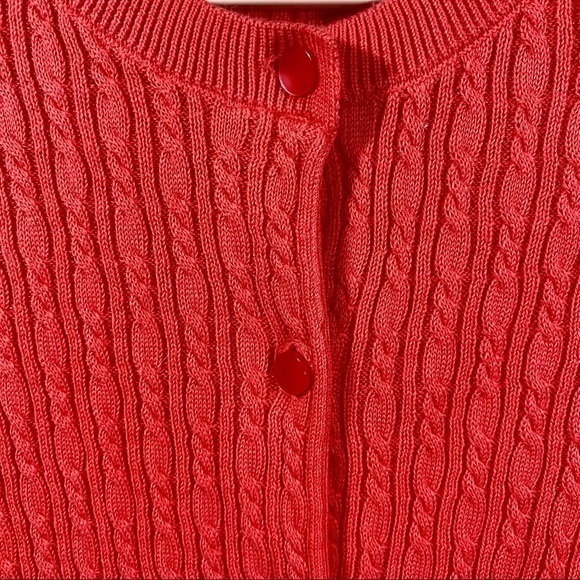 Talbots Petites Coral Cable Knit Button Up Cardigan Sweater Mp - Picture 3 of 10
